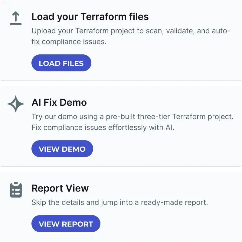 Load Terraform files into the platform